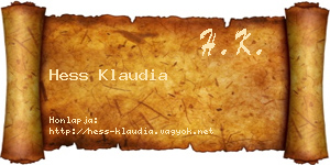 Hess Klaudia névjegykártya
